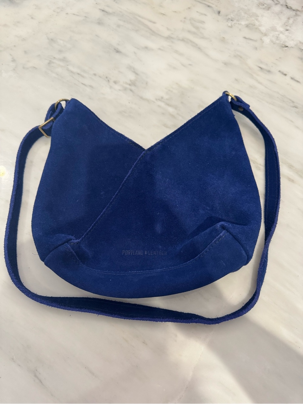 Portland Leather Cobalt Suede Shoulder Bag